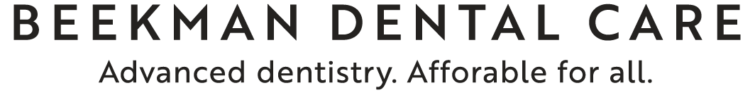 The image shows a logo with text that reads  BECKMAN DENTAL CARE  above the main text, which states  Advanced dental care for all ages.  The logo features a stylized letter  B  with a dental care symbol within it and a graphic of a toothbrush.